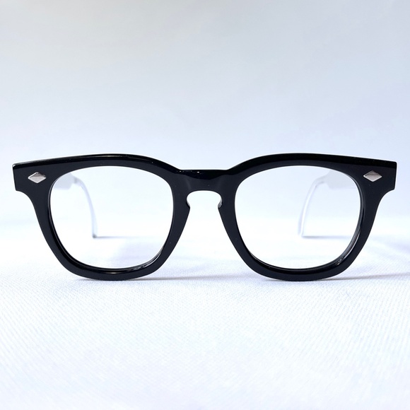 Vintage Eyeglasses Horn Rim Mid Century Frames Aluminum Chrome Temples ESO 1950s - Picture 5 of 17
